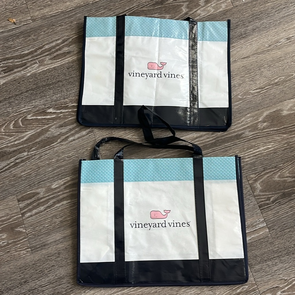 VINEYARD VINES lot of 2 large Reusable Tote Bags 12 x 16 x 6